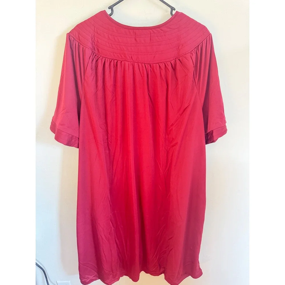 Anthony Richard's- Polyester Snap-Front Duster-4X-New-Maroon Red - Picture 3 of 6